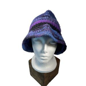 Vintage Theresa Tarolli Womens Purple Knit Handmade Bowl Hat Cold Weather